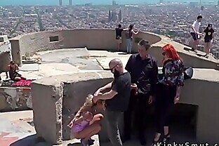 Latina hottie sucks cock at landscape