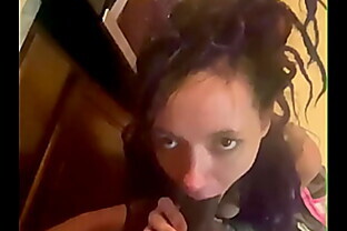 Tatted dreadhead beauty gets fucked til orgasm in knee high socks while talking dirty