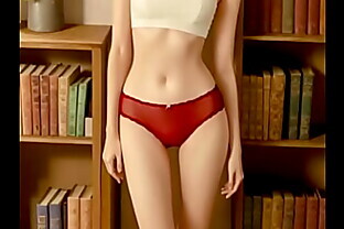 Sexy ladies in their underwear in the library