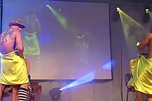 Two male strippers dancing dirty on the stage