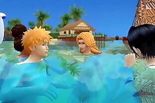 Bleach En La Playa Rukia Follada por Renji Fuertemente Anime Hentai Parodia
