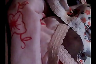 Me, tickling my cock head with my panties