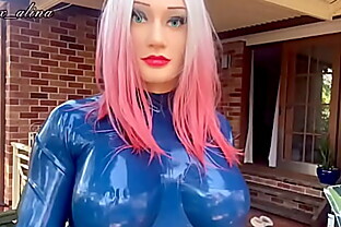 Wearing Royal Blue Latex Catsuit for the first time