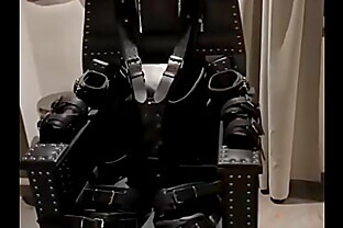 Before and after  super heavy Bondage Chair, Rubber Catsuit, Studio Gum Mask and Blow-Up-Collar!