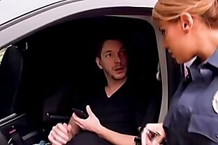 Latina officer caught on a guy jerking off in his car! - Mercedes Carrera