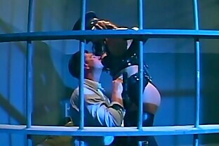 Female cop in uniform fucking in latex lingerie