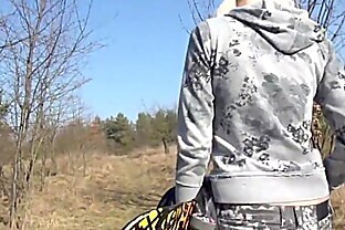 Sexy blonde Czech teen banging in forest POV