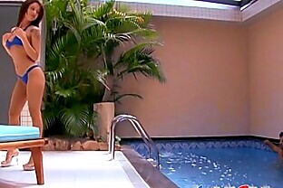 Latina Monica Fucks Massive Cock at the Swimming Pool