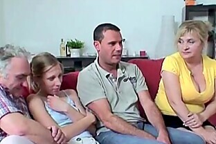 Foursome sex with busty granny