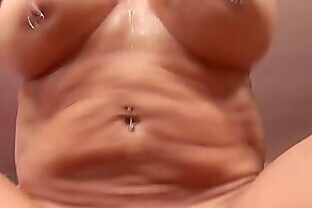 Pierced Milf gets a tasty mouthful from her young fucker