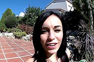 Spanish pierced brunette loves cocks